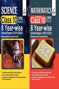 Science & Mathematics Class 10 CBSE Board 8 YEAR-WISE Solved Papers (2013 - 2020) powered with Concept Notes
