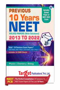 Neet Previous Years Solved Papers With Solutions (2013 - 2022) | 14 Exam Papers With Omr Sheets | Neet Ug Topicwise Analysis, Smart Key To Crack Questions, Page Number Reference Of Ncert Textbook