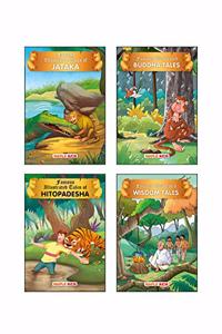 Animal Tales (Illustrated) (Set of 4 Books with 69 Moral Stories) - Jataka Tales, Buddha Tales, Hitopadesha Tales, Wisdom Tales