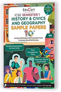 Educart History & Civics and Geography ICSE Semester 1 Class 10 Sample Papers MCQ Book For 2021 (Study With Sudhir)