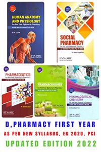 D.PHARMA 1ST YEAR BOOKS PACK OF 5 SUBJECTS.SOCIAL PHARMACY.PHARMACEUTICS.HUMAN ANATOMY & PHYSIOLOGY.PHARMACEUTICAL CHEMISTRY.PHARMACOGNOSY ( AS-PER NEW SYLLABUS ER-2020 PCI)2022 EDITION