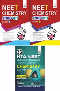 NEET Chemistry Study Kit Booklet 1 & 2 with 33 Years Solved Papers Past Questions