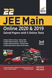 22 JEE Main Online 2019 & 2020 Solved Papers with FREE 5 Online Mock Tests