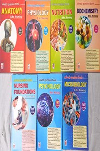 B.Sc. Nursing 1st year solved question bank series (Complete set of 7 books (Anatomy, Physiology, Nutrition, Biochemistry, Nursing Foundation, Psychology, Microbiology))