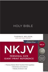 NKJV, Reference Bible, Personal Size Giant Print, Hardcover, Black, Red Letter Edition, Comfort Print