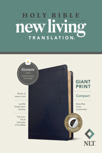 NLT Compact Giant Print Bible, Filament-Enabled Edition (Leatherlike, Navy Blue Cross, Indexed, Red Letter)