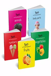 My Fun Learning Board Books for Kids - Pack 1 (Animals, Fruits, Vegetables, Numbers, Body Parts) (Pocket Size)