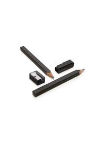 Moleskine Set of 2 Black Pencils and Sharpener, Black, Large Point (3.0 MM), Black Lead