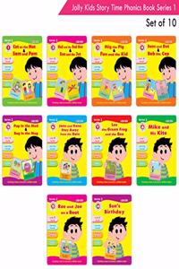 Jolly Kids Story Time Phonics Book Series 1 (Set of 10)| Short & Long Sound| Phonic Sound Stories Book for Kids Ages 4-8 Years