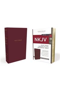 NKJV, Reference Bible, Center-Column Giant Print, Leather-Look, Burgundy, Red Letter Edition, Comfort Print