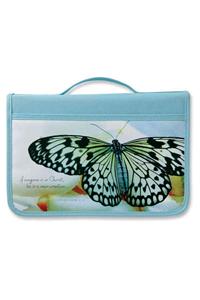 2 Corinthians 5:17 Butterfly Bible Cover for Women, Zippered, with Handle, Canvas, Aqua, Large: Book &amp; Bible Cover