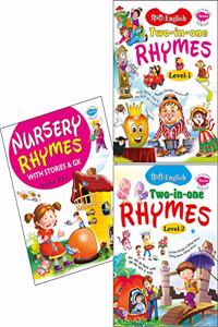 Set of 3 Books, Nursery Rhymes with Stories & G.K. (Senior KG), Hindi & English Two-in-One Rhymes (Level-1) and Hindi & English Two-in-One Rhymes (Level-2)