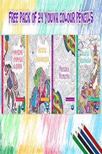 Navneet Adult Colouring Book - Amazing Animals & Birds, Serene Seascapes, Mandala Moments, Soulful Spectacles