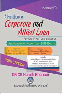 Bestword A Handbook on Corporate and Allied Laws CA Final Old Syllabus By Munish Bhandari Applicable for November 2019 Exam