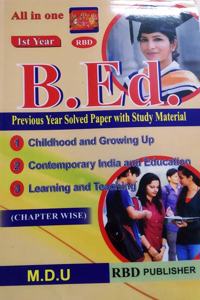 BED MDU 1st SEMESTER BOOK SOLVED QUESTION PAPERS with study material / UP TO 2019 ( all subjects )