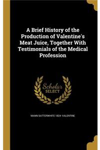 A Brief History of the Production of Valentine's Meat Juice, Together With Testimonials of the Medical Profession