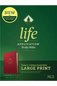 NLT Life Application Study Bible, Third Edition, Large Print (Red Letter, Leatherlike, Berry)