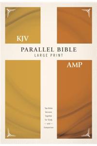 KJV, Amplified, Parallel Bible, Large Print, Hardcover, Red Letter Edition: Two Bible Versions Together for Study and Comparison