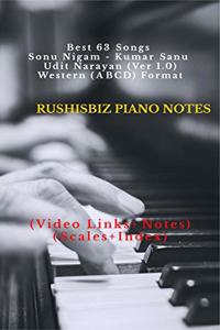 Best 63 Songs - Sonu Nigam - Kumar Sanu - Udit Narayan (Ver 1.0) - Western (ABCD) Format: RUSHISBIZ PIANO NOTES - (Video Links+Notes+Scales+Index) - SMALL SIZE (5X8 BOOK)