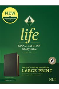 NLT Life Application Study Bible, Third Edition, Large Print (Red Letter, Genuine Leather, Black, Indexed)