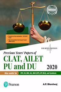 Previous Years? Papers of CLAT, AILET, PU and DU | 12 Previous Years' Question Papers | Also for HPU BHU,KU,AIL,MAH (CET), and Symbiosis | Fourth Edition | By Pearson
