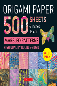 Origami Paper 500 sheets Marbled Patterns 6" (15 cm): Tuttle Origami Paper: Double-Sided Origami Sheets Printed with 12 Different Designs (Instructions for 6 Projects Included)