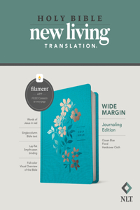 NLT Wide Margin Bible, Filament-Enabled Edition (Hardcover Cloth, Ocean Blue Floral, Red Letter)