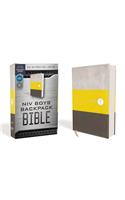 Niv, Boys' Backpack Bible, Compact, Leathersoft, Yellow/Gray, Red Letter Edition, Comfort Print