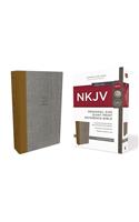 NKJV, Reference Bible, Personal Size Giant Print, Cloth Over Board, Tan/Gray, Red Letter Edition, Comfort Print