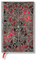 Paperblanks Garnet Silver Filigree Collection Softcover Flexi MIDI Lined Elastic Band Closure 176 Pg 100 GSM