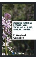 Canada Medical Record, Vol. XXXI, No. 6, June, 1903, Pp. 241-288