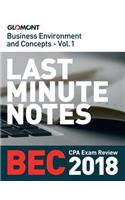 2018 Glomont Last Minute CPA Exam Notes: Business Environment and Concepts (Bec) - Volume 1