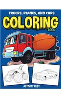 Trucks, Planes, and Cars Coloring Book