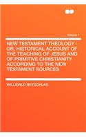 New Testament Theology: Or, Historical Account of the Teaching of Jesus and of Primitive Christianity According to the New Testament Sources Volume 1