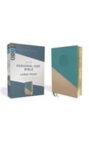 Niv, Personal Size Bible, Large Print, Leathersoft, Teal/Gold, Red Letter Edition, Comfort Print