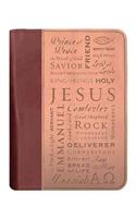 Names of Jesus Bible Cover, Zippered, Italian Duo-Tone Imitation Leather, Brown/Tan, Extra Large