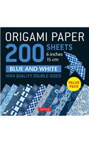 Origami Paper 200 sheets Blue and White Patterns 6