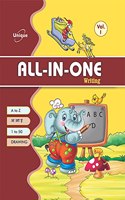 UNIQUE ALL IN ONE-WRITING HARD BINDING - Book to Learn & Practice English, Hindi, Counting for 2-5 year old children - ABC Ka Kha Ga 123