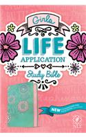 NLT Girls Life Application Study Bible (Leatherlike, Teal/Pink Flowers)