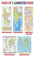 India & World Map ( Both Political & Physical ) With Constitution Of India Chart | Laminated | Set Of 5 | Useful For Upsc, Ssc, Ies And Other Competitive Exams