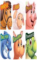 Cut Out Boards Books: Animals Pack 1 (Set of 6 Books) (HORSE, LAMB, PIGLET, DOLPHIN, KANGARO, DINOSAUR) (Cutout Books)