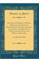 Sixty-Second Report of Births, Marriages and Deaths in Massachusetts, Returns of Libels for Divorce, and Returns of Deaths Investigated by the Medical Examiners: For the Year 1903 (Classic Reprint)