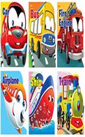 Cut Out Boards Books: Transport (Set of 6 Books) (CAR, BUS, FIRE ENGINE, AIRPLANE, SHIP, TRAIN) (Cutout Books)