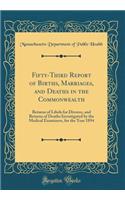 Fifty-Third Report of Births, Marriages, and Deaths in the Commonwealth: Returns of Libels for Divorce, and Returns of Deaths Investigated by the Medical Examiners, for the Year 1894 (Classic Reprint)