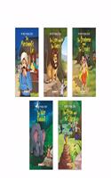 My First Moral Story (Set of 5 Books) - Story Book for Kids - Colourful Pictures - The Merchant's Lie, The Wise Rabbit, The Lion and the Hare, The Crow and the Cobra, The Brahmin and the Crooks