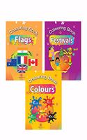 Colouring Books - 4 (Set of 3 Books) - Flags, Festivals, Colours