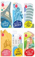 Monuments Of The World: (Cutout Books Set of 6) (STATUE OF LIBERTY, LEANING TOWER OF PISA, TAJ MAHAL, EIFFEL TOWER, WALL OF CHINA, PYRAMIDS OF GIZA)