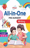 UNIQUE ALL IN ONE PRE-NURS. WRITING - Book to Learn & Practice English, Hindi, Counting for 2-5 year old children - ABC Ka Kha Ga 123