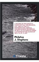 Record of the Surgical Clinics of Wm. Tod Helmuth, M.D., Held at the N.Y. Homoeopathic Medical College During the Session of 1874-'75; To Which Is Added a Synopsis of the Clinics of 1873-'74; Pp. 11-207