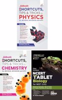 Combo (set of 3 Books) SHORTCUTS, TIPS & TRICKS in Physics, Chemistry & Biology for NEET 2nd Edition | One Liner Theory with Mnemonics, Previous Year Questions | CUET (UG) Exams | NCERT Tablet |